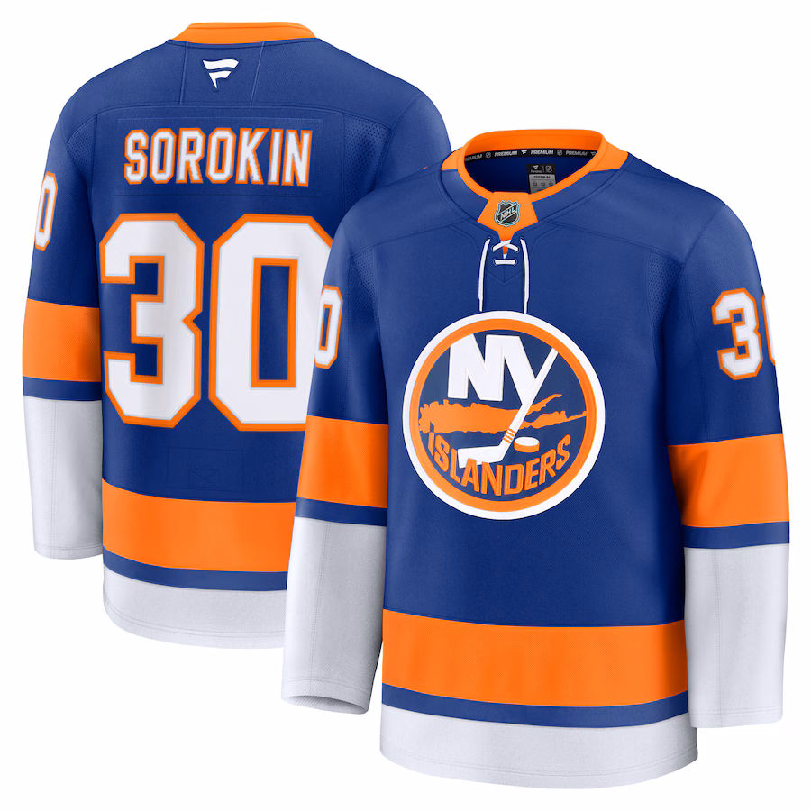 Men's New York Islanders Ilya Sorokin Fanatics Royal Home Premium Jersey - Puhuasuan