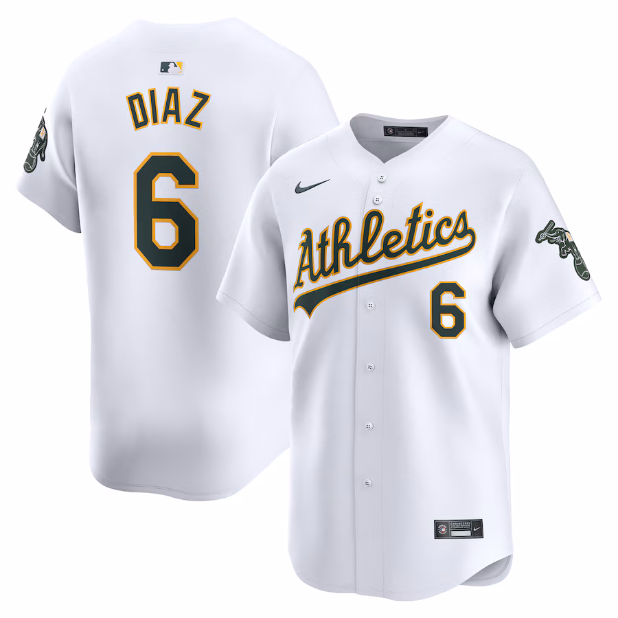 Men's Oakland Athletics Jordan Diaz Nike White Home Limited Player Jersey - Puhuasuan