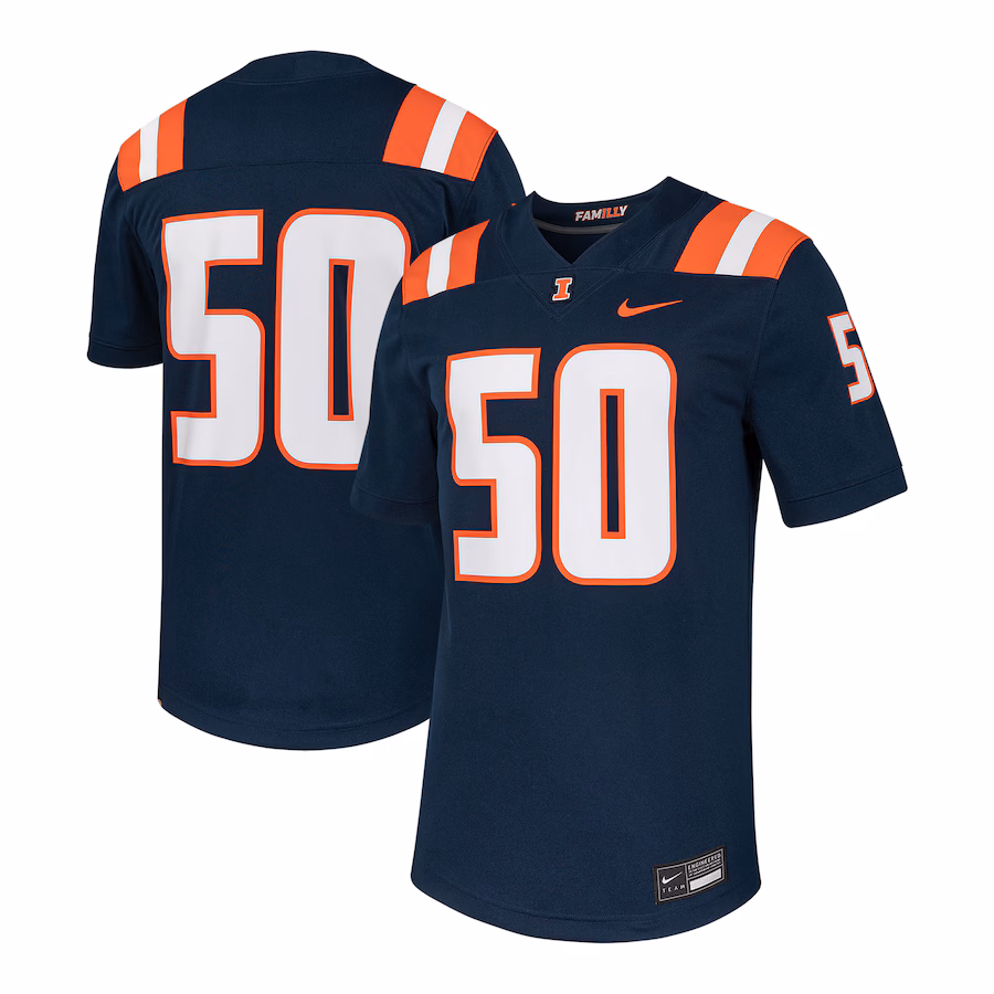 Men's Nike #50 Navy Illinois Fighting Illini Untouchable Football Replica Jersey - Puhuasuan