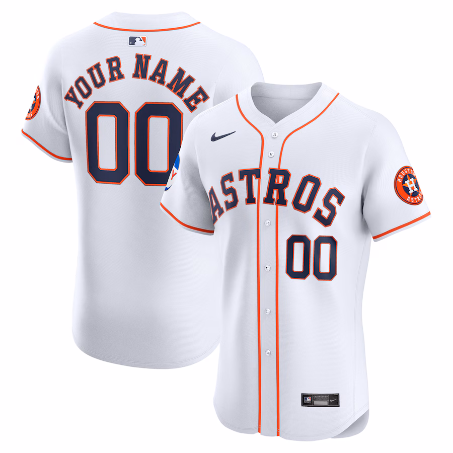 Men's Houston Astros Nike White Home Elite Custom Patch Jersey - Puhuasuan