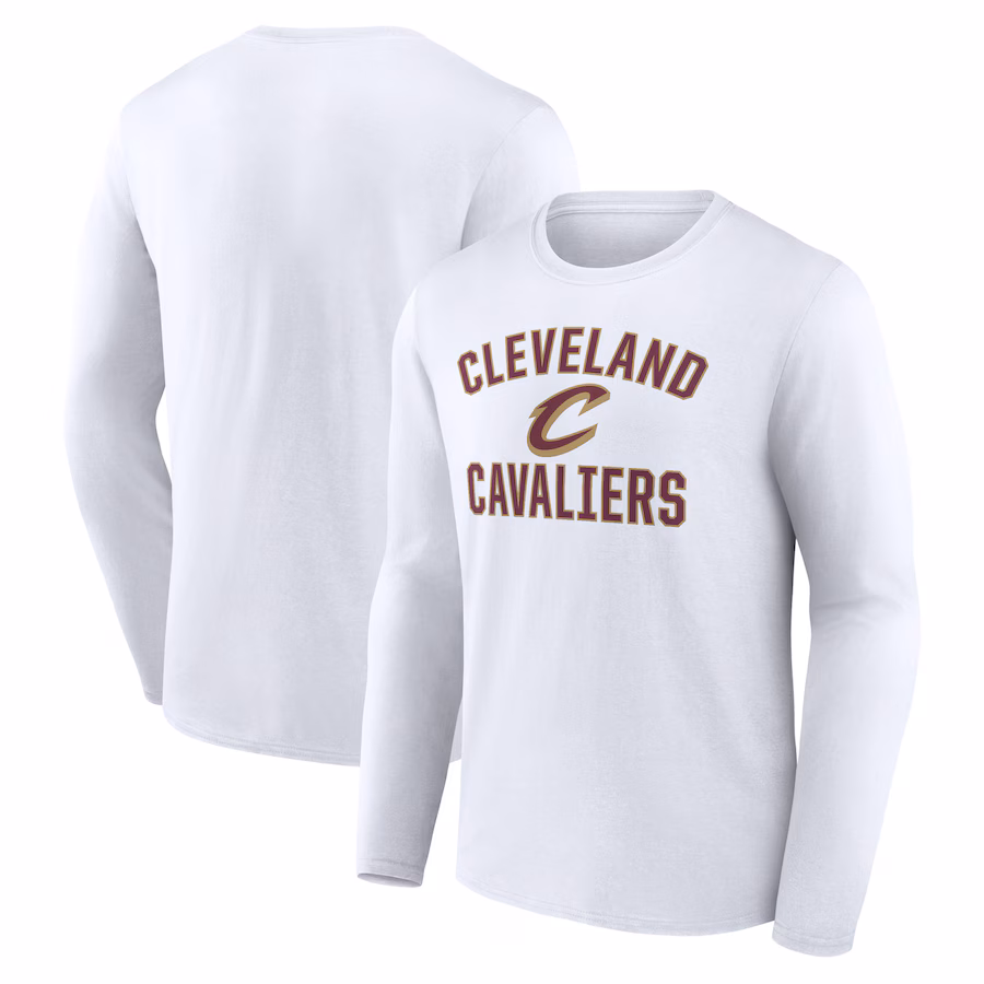 Men's Cleveland Cavaliers White Victory Arch Logo Long Sleeve T-Shirt - Puhuasuan