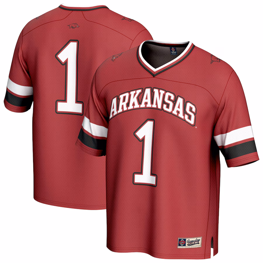 Youth GameDay Greats #1 Cardinal Arkansas Razorbacks Lightweight Collegiate Football Fashion Jersey - Puhuasuan