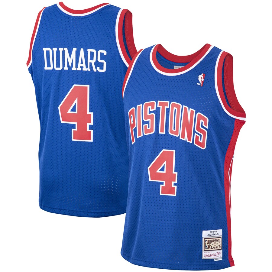 Men's Detroit Pistons Joe Dumars Mitchell & Ness Blue 1988/89 Hardwood Classics Swingman Jersey - Puhuasuan