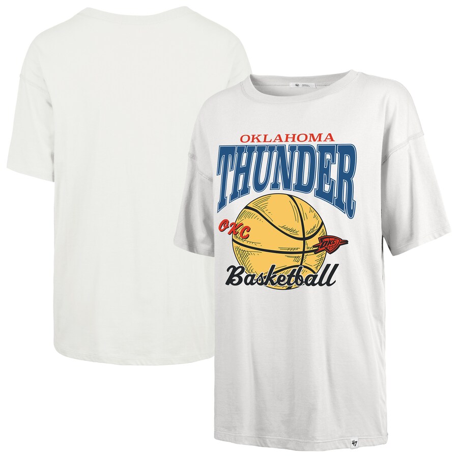 Women's Oklahoma City Thunder  '47 White City Edition Down Court Sadie T-Shirt - Puhuasuan