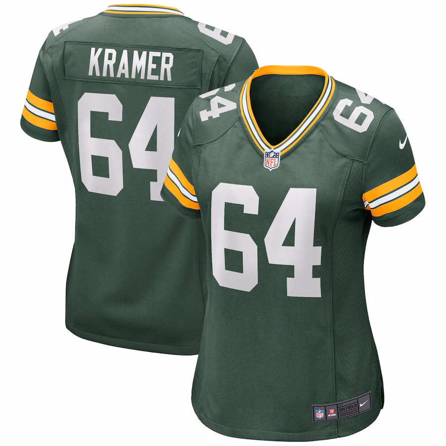 Women's Green Bay Packers Jerry Kramer Nike Green Game Retired Player Jersey - Puhuasuan