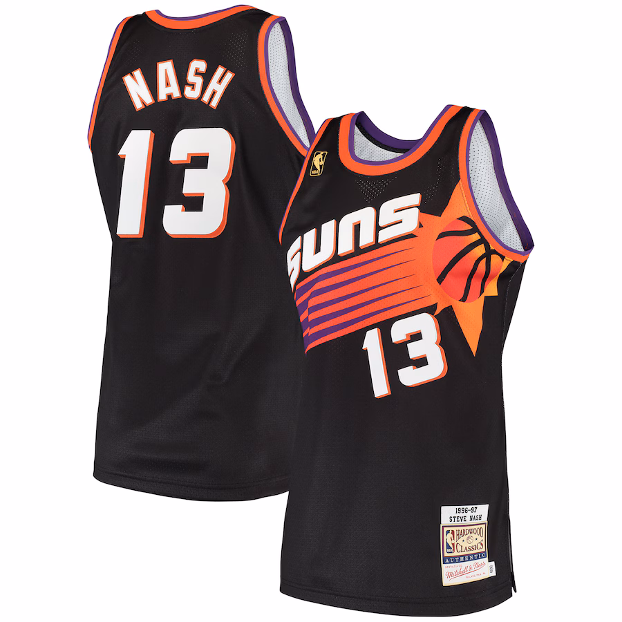 Men's Phoenix Suns Steve Nash Mitchell & Ness Black 1996/97 Hardwood Classics Authentic Jersey - Puhuasuan