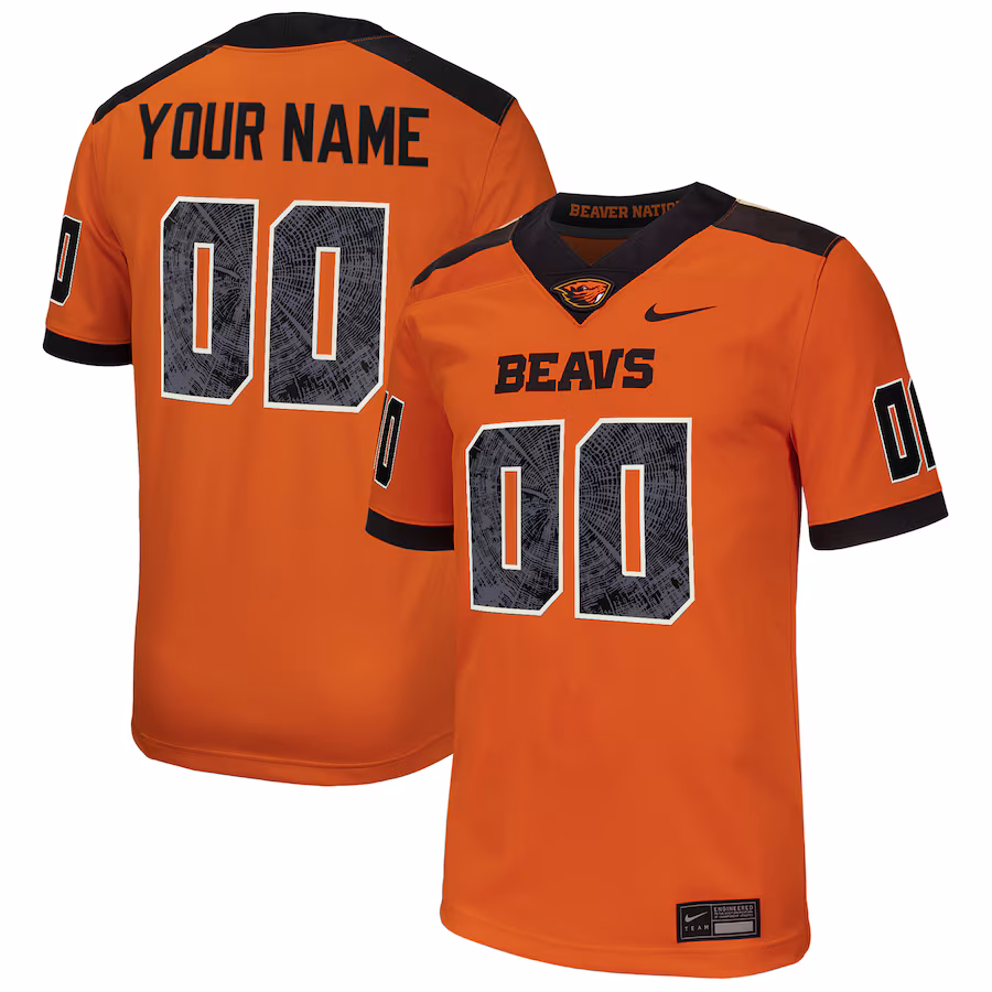 Oregon State Beavers Nike Custom Football Game Jersey - Orange - Puhuasuan