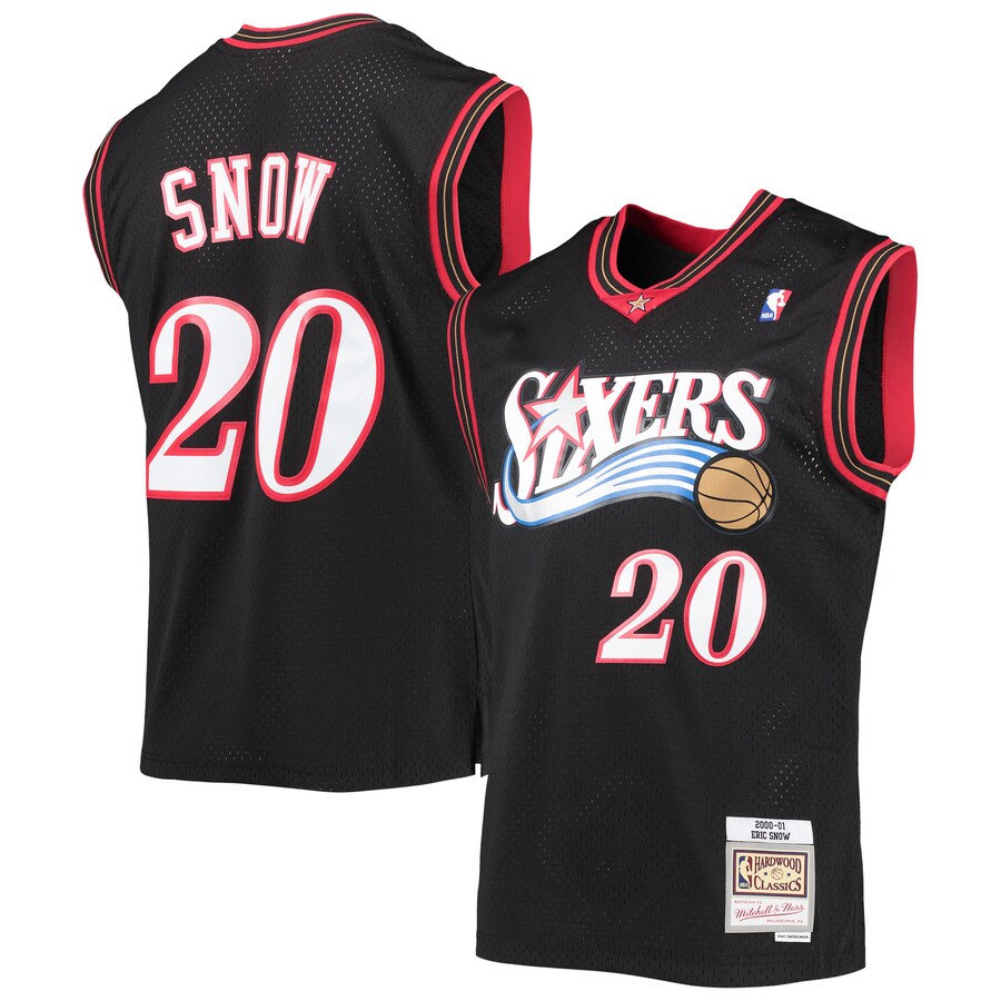Men's Philadelphia 76ers Eric Snow Mitchell & Ness Black 2000/01 Hardwood Classics Swingman Jersey - Puhuasuan