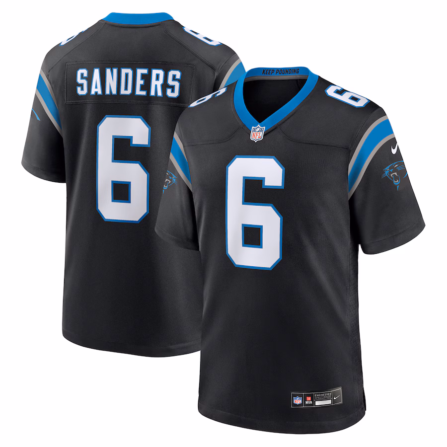 Men's Carolina Panthers Miles Sanders Nike Black Team Game Jersey - Puhuasuan
