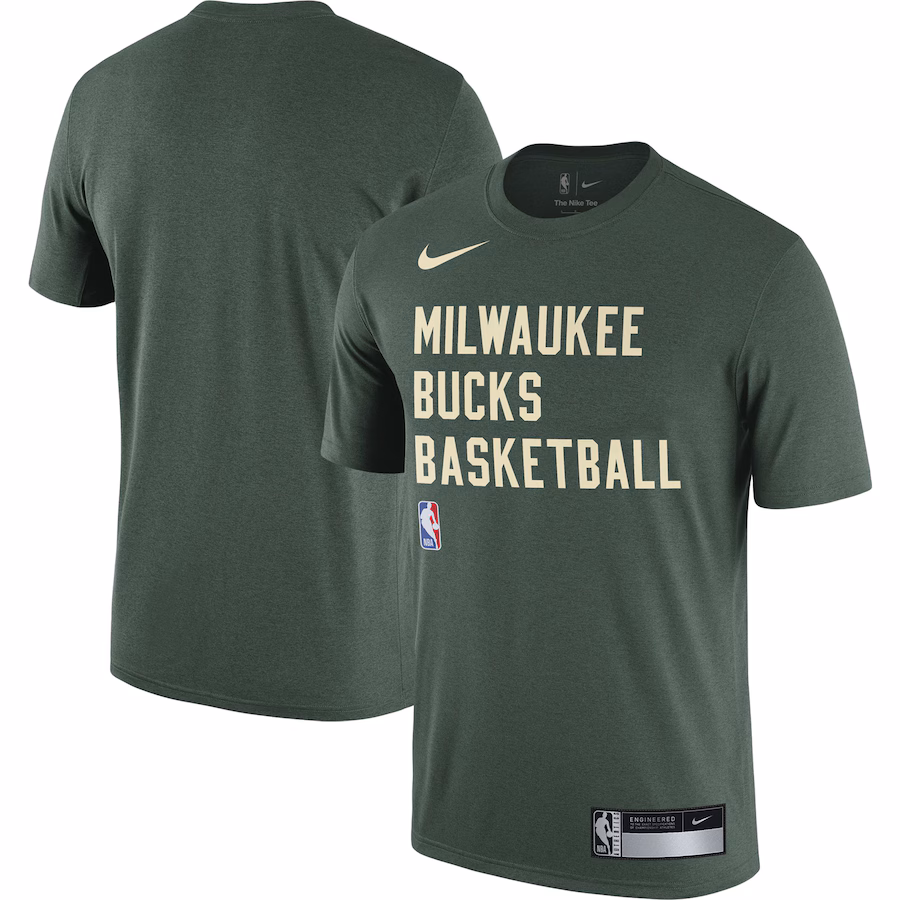 Men's Milwaukee Bucks Nike Hunter Green 2023/24 Sideline Legend Performance Practice T-Shirt - Puhuasuan