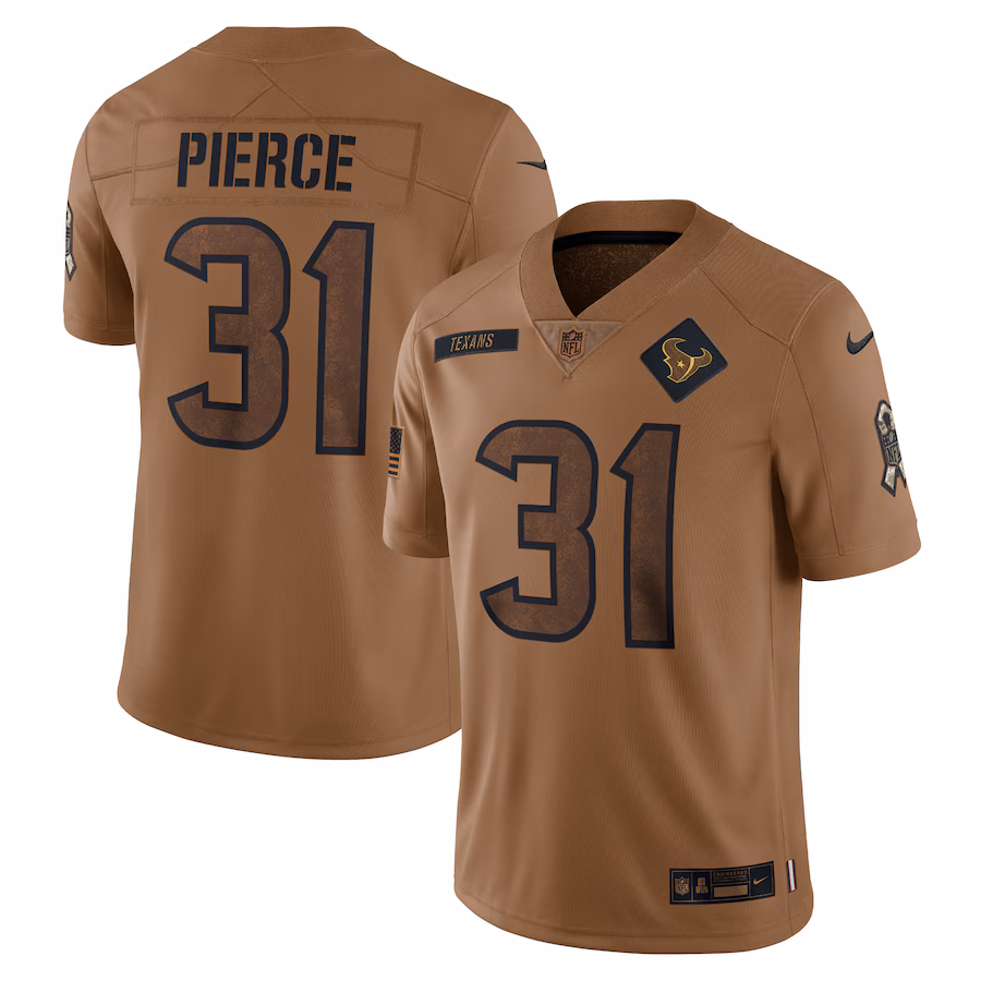 Women's Houston Texans Dameon Pierce Nike Brown 2023 Salute To Service Limited Jersey - Puhuasuan