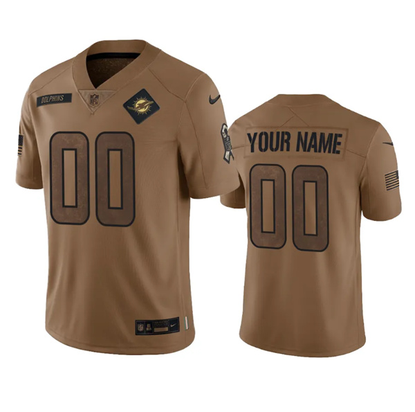 Men's Miami Dolphins Active Player Custom 2023 Brown Salute To Setvice Limited Football Stitched Jersey - Puhuasuan