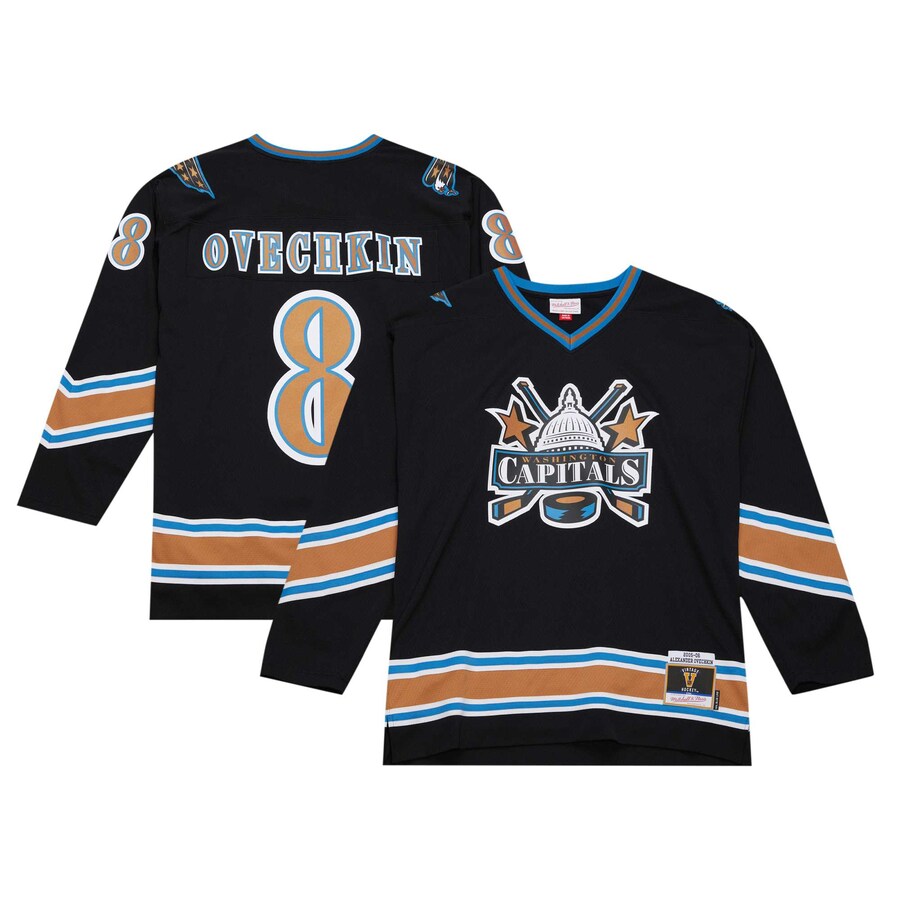 Men's Washington Capitals Alexander Ovechkin Mitchell & Ness Black 2005 Blue Line Player Jersey - Puhuasuan