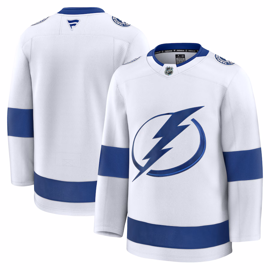 Men's Tampa Bay Lightning Fanatics White Away Premium Jersey - Puhuasuan
