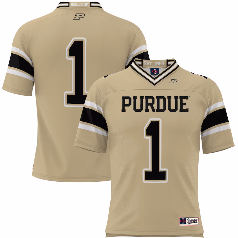 #1 Purdue Boilermakers GameDay Greats Endzone Football Jersey - Gold - Puhuasuan