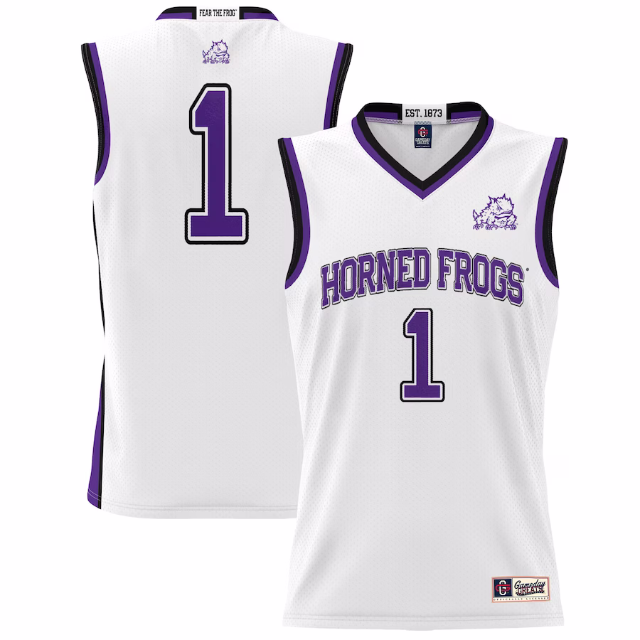 #1 TCU Horned Frogs GameDay Greats Unisex Lightweight Basketball Jersey - White - Puhuasuan