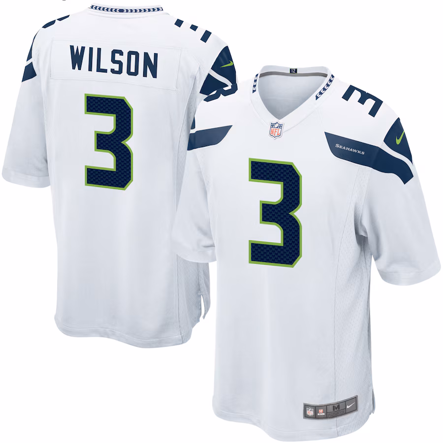 Mens Seattle Seahawks Russell Wilson Nike White Game Jersey - Puhuasuan