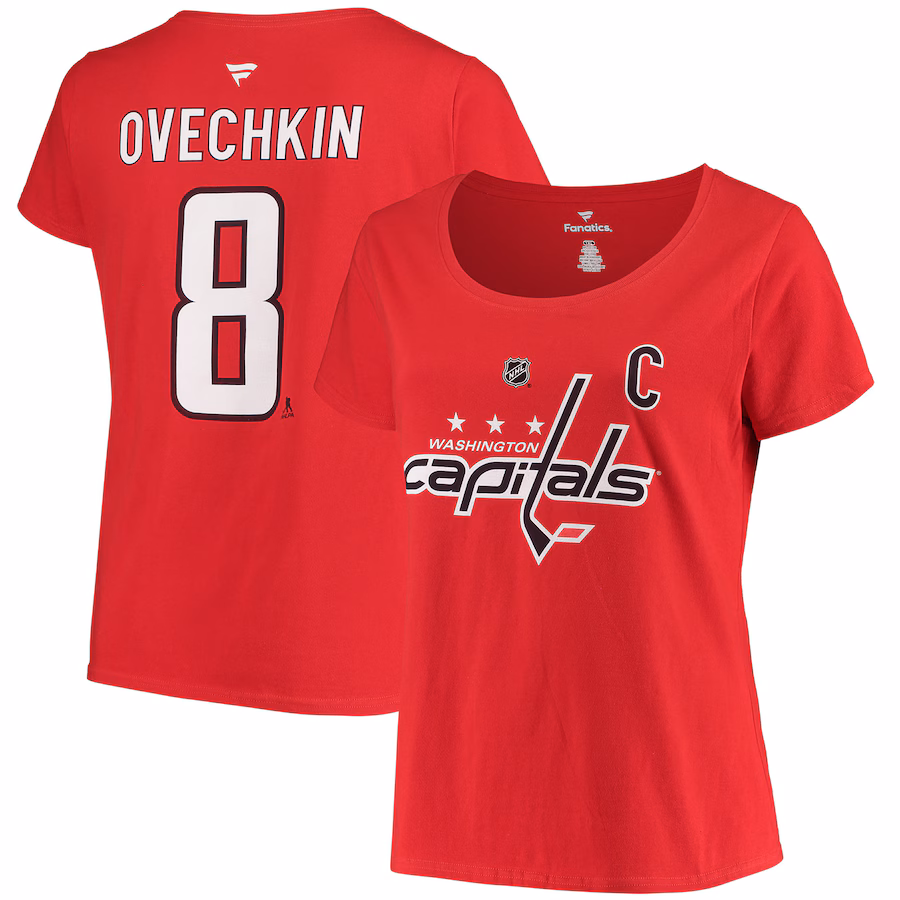 Women's Washington Capitals Alexander Ovechkin Fanatics Red Plus Size Name & Number Scoop Neck T-Shirt - Puhuasuan