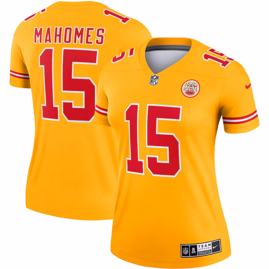 Women's Kansas City Chiefs Patrick Mahomes Nike Gold Inverted Legend Jersey - Puhuasuan