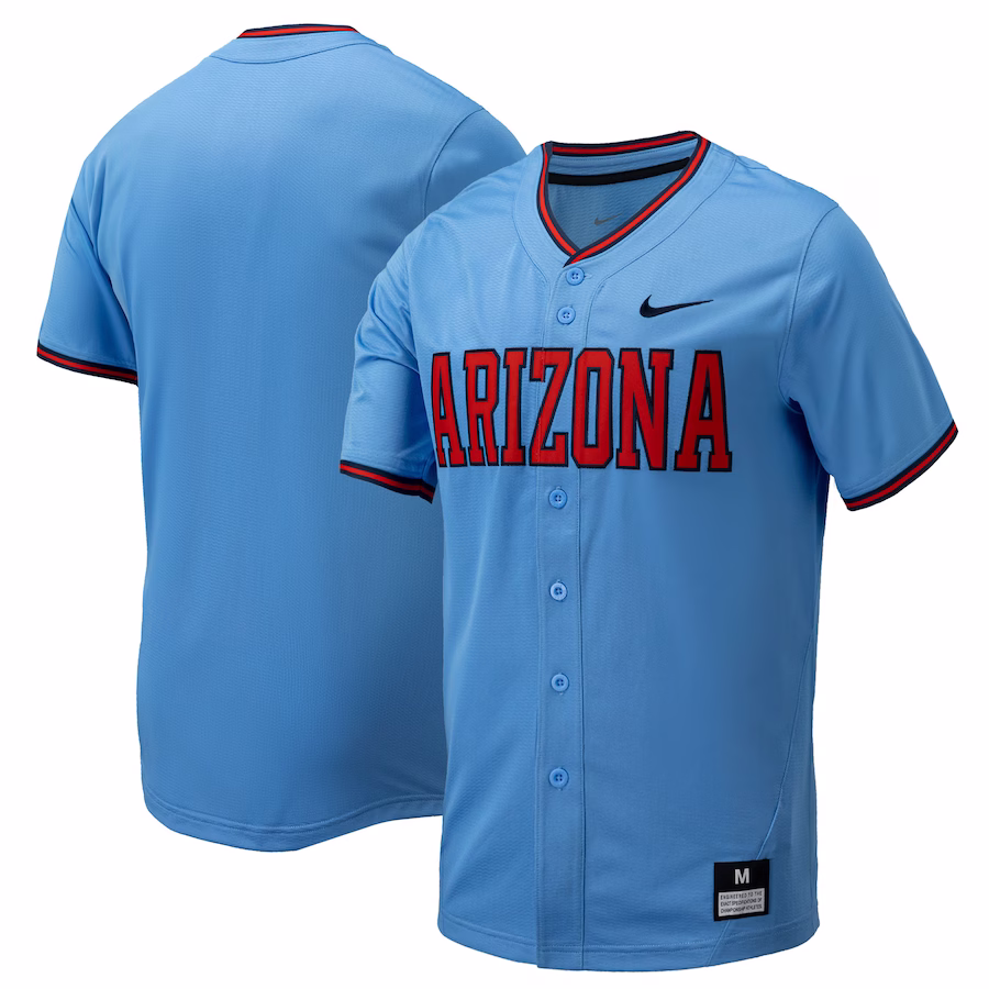 Arizona Wildcats Nike Replica Full-Button Baseball Jersey - Light Blue - Puhuasuan