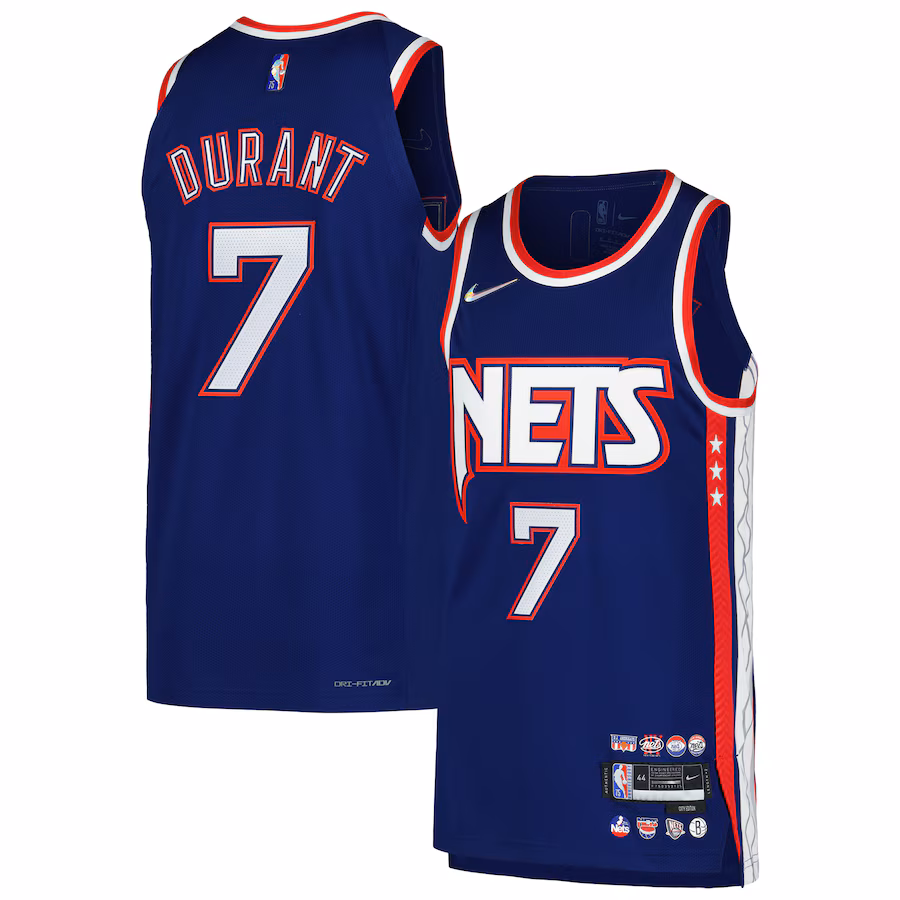 Men's Brooklyn Nets Kevin Durant Nike Blue Authentic Player Jersey - City Edition - Puhuasuan