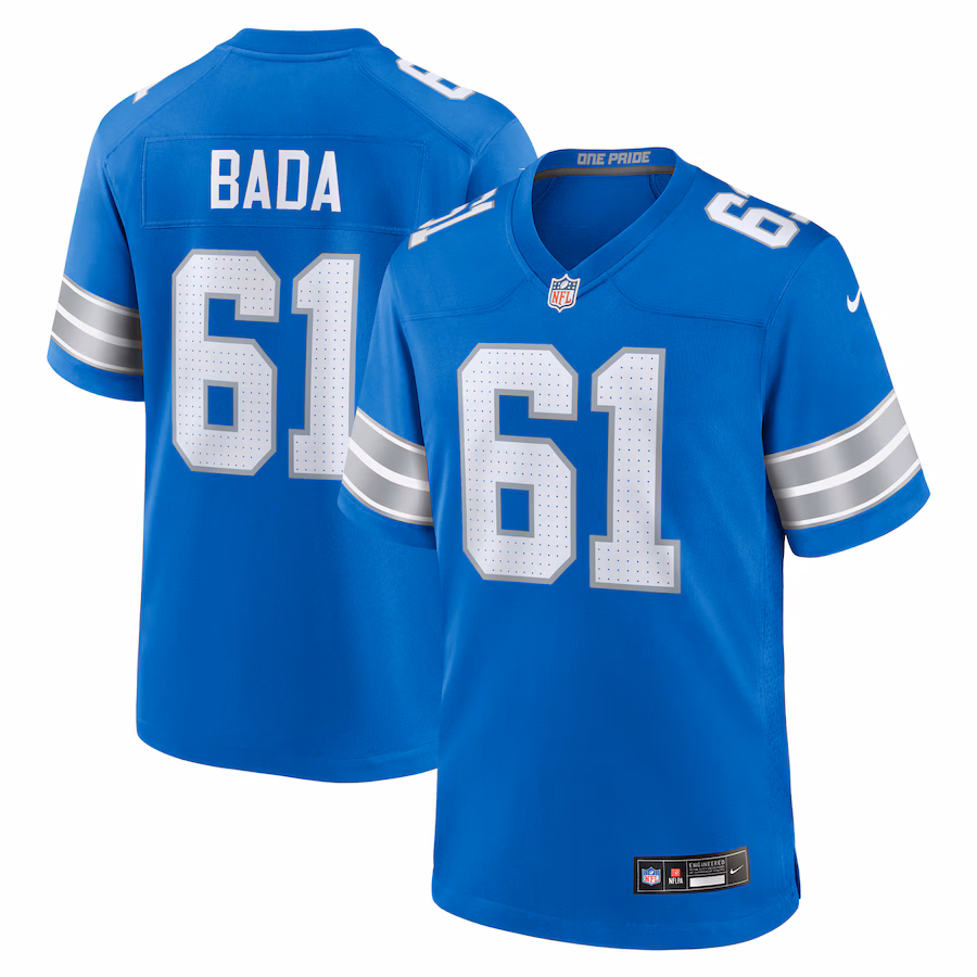Men's Detroit Lions David Bada Nike Blue Team Game Jersey - Puhuasuan