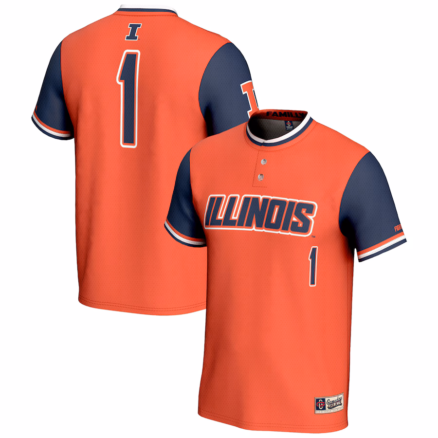Youth GameDay Greats #1 Orange Illinois Fighting Illini Lightweight Softball Jersey - Puhuasuan