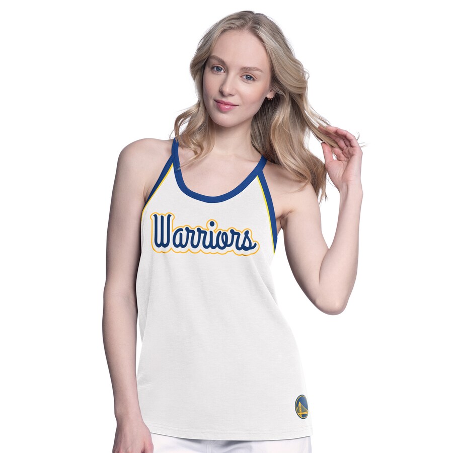 Women's Golden State Warriors G-III 4Her by Carl Banks White Curveball Racerback Tank Top - Puhuasuan