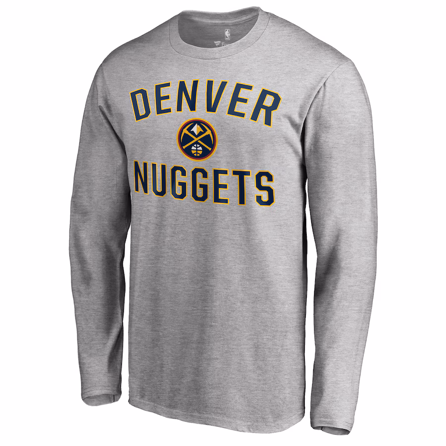 Men's Denver Nuggets Ash Victory Arch Long Sleeve T-Shirt - Puhuasuan