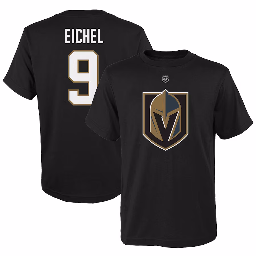 Youth Vegas Golden Knights Jack Eichel Black Player Name & Number T-Shirt - Puhuasuan
