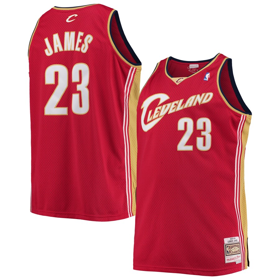 Men's Cleveland Cavaliers LeBron James Mitchell & Ness Red 2003/04 Big & Tall Hardwood Classics Swingman Jersey - Puhuasuan
