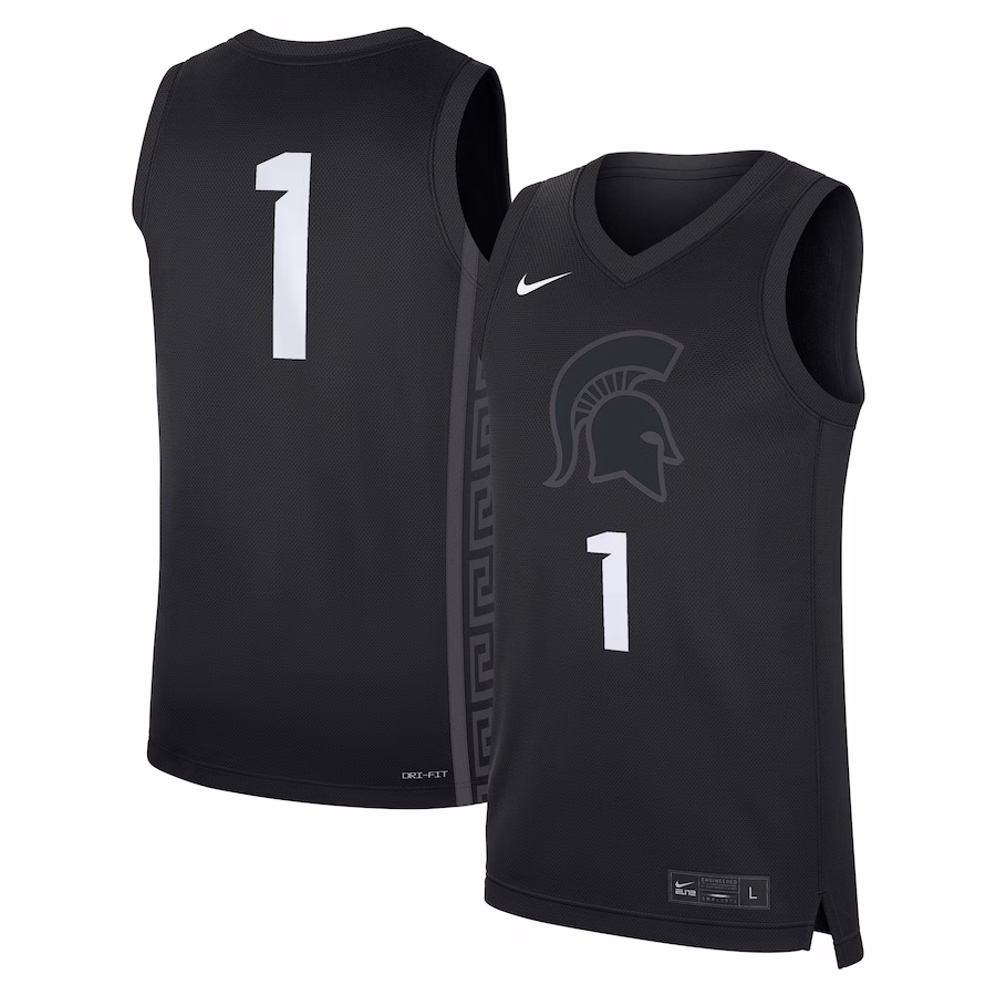 Men's Nike #1 Black Michigan State Spartans Alternate Replica Jersey - Puhuasuan