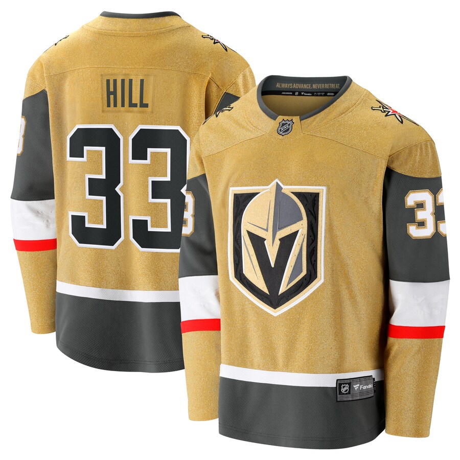 Men's Vegas Golden Knights Adin Hill Fanatics Branded Gold Home Breakaway Jersey - Puhuasuan