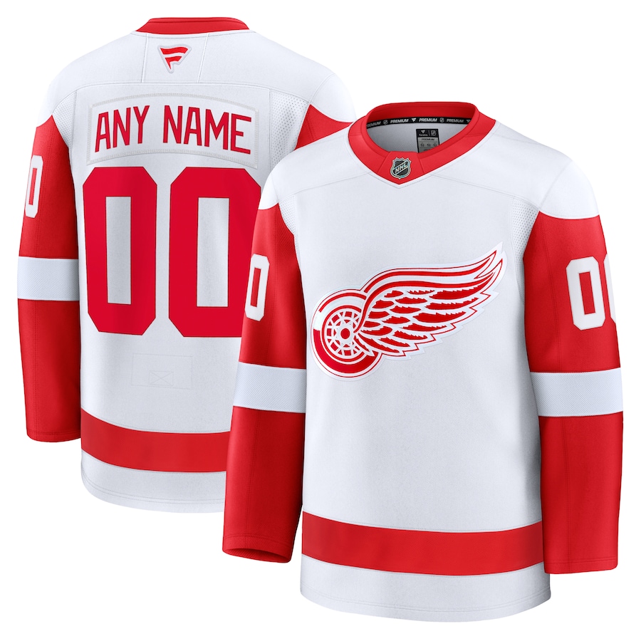 Men's Detroit Red Wings Fanatics White Away Premium Custom Jersey - Puhuasuan