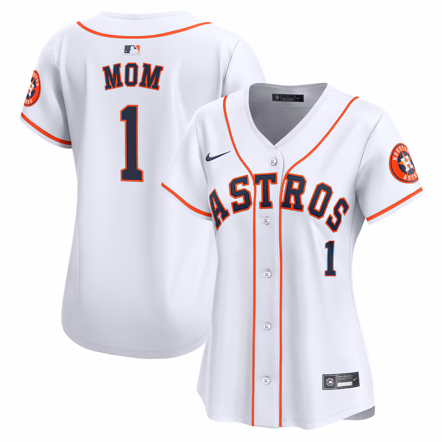 Women's Houston Astros Nike White #1 Mom Home Limited Jersey - Puhuasuan