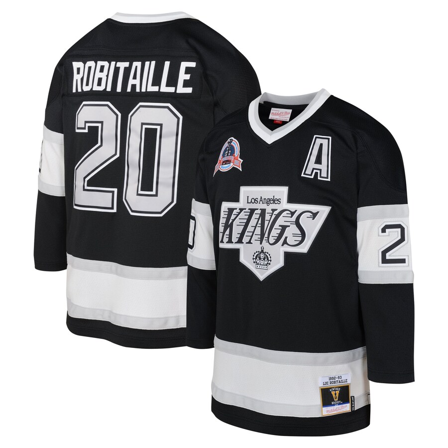 Youth Los Angeles Kings Luc Robitaille Mitchell & Ness Black 1992 Blue Line Player Jersey - Puhuasuan