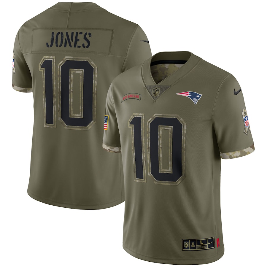 Men's New England Patriots Mac Jones Nike Olive Salute To Service Limited Jersey - Puhuasuan