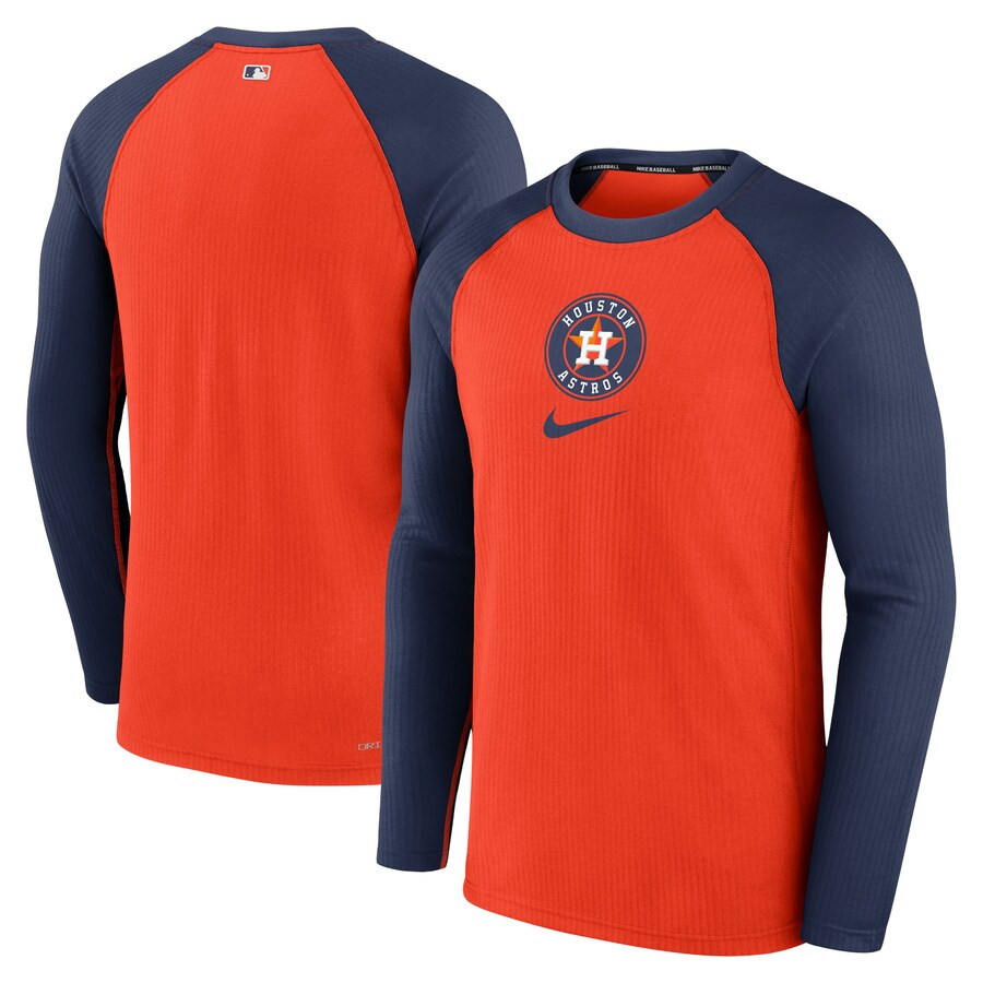Men's Houston Astros Nike Orange Authentic Collection Game Raglan Performance Long Sleeve T-Shirt - Puhuasuan