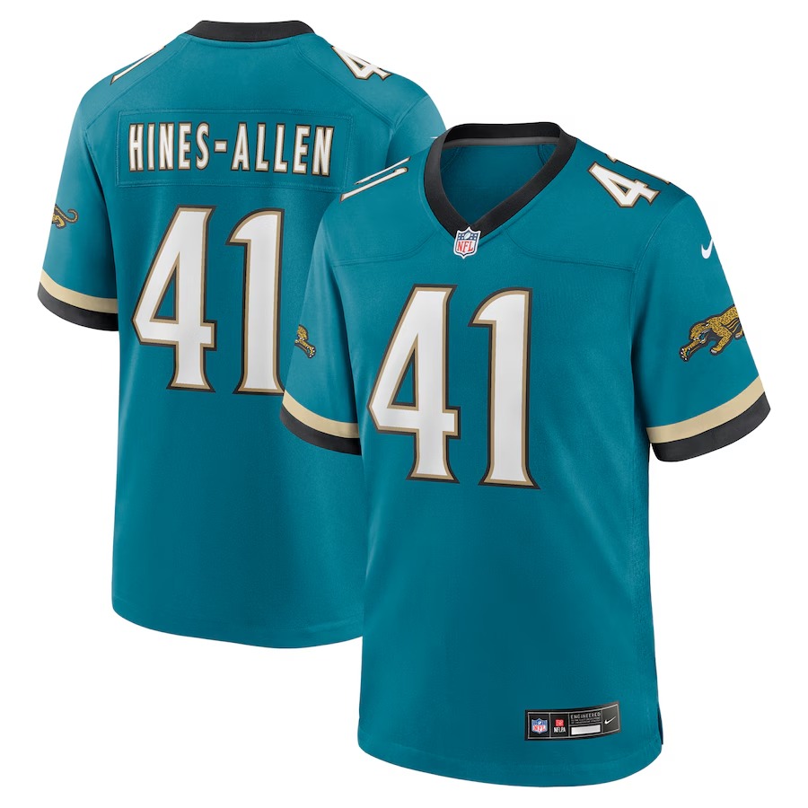 Men's Jacksonville Jaguars Josh Hines-Allen Nike Teal Prowler Throwback Player Game Jersey - Puhuasuan