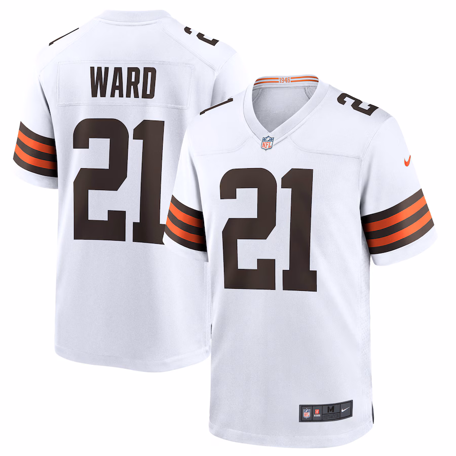 Men's Cleveland Browns Denzel Ward Nike White Game Jersey - Puhuasuan