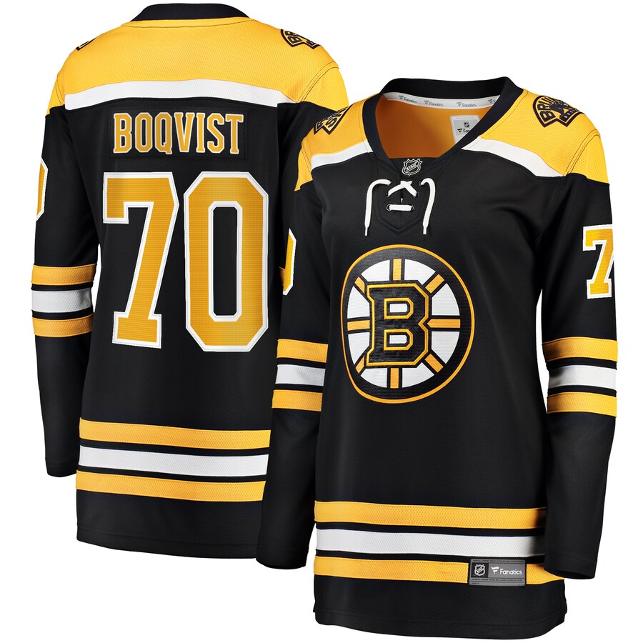 Women's Boston Bruins Jesper Boqvist Fanatics Branded Black Home Breakaway Player Jersey - Puhuasuan