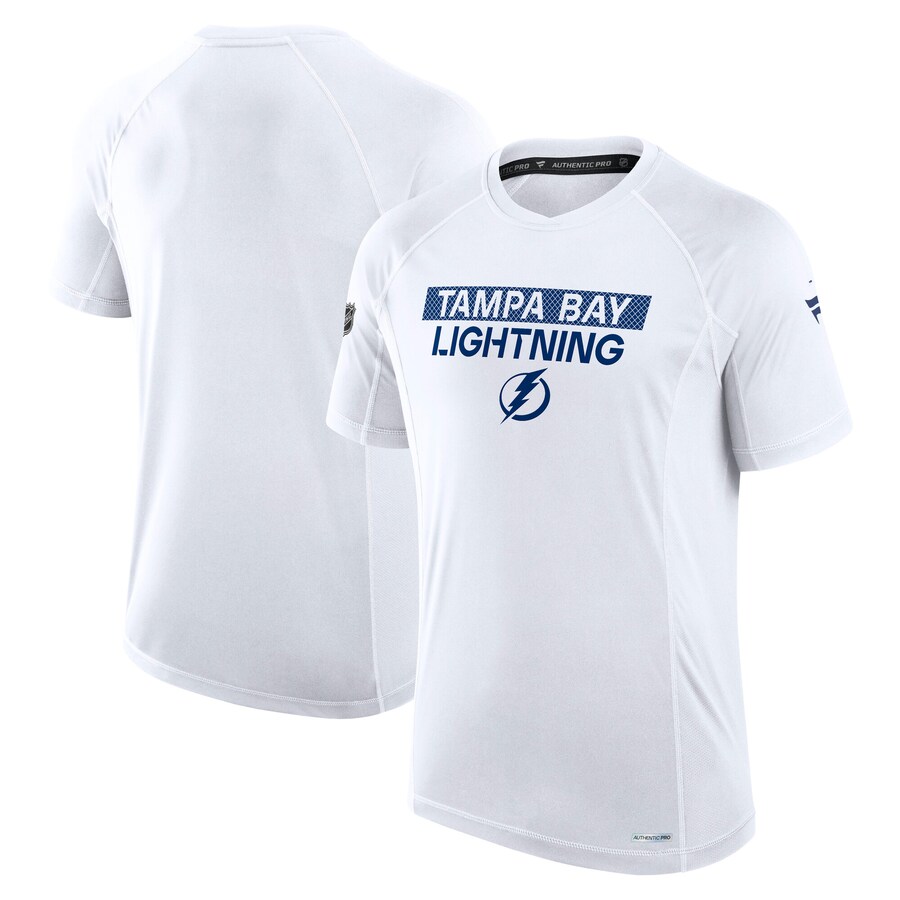 Men's Tampa Bay Lightning Fanatics White Authentic Pro Rink Tech T-Shirt - Puhuasuan