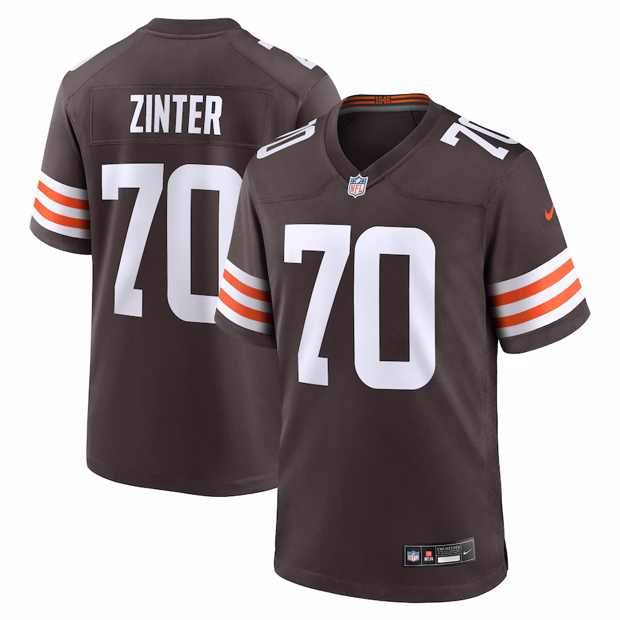 Men's Cleveland Browns Zak Zinter Nike Brown Team Game Jersey - Puhuasuan