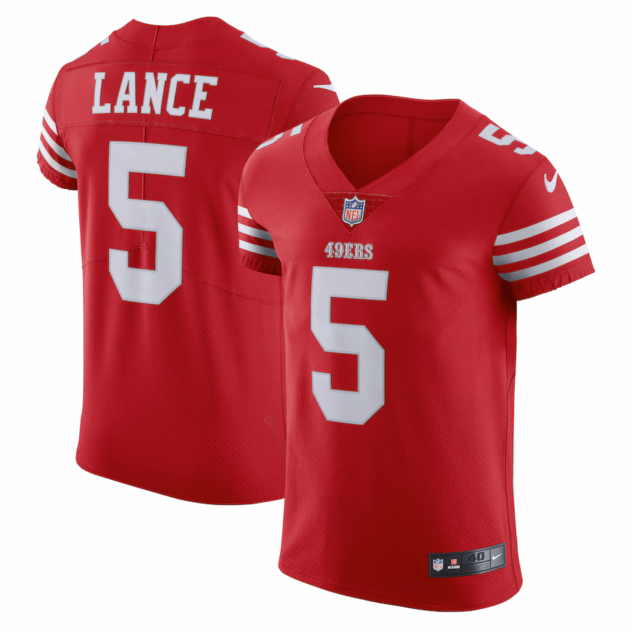 Men's San Francisco 49ers Trey Lance Nike Scarlet Vapor Elite Jersey - Puhuasuan
