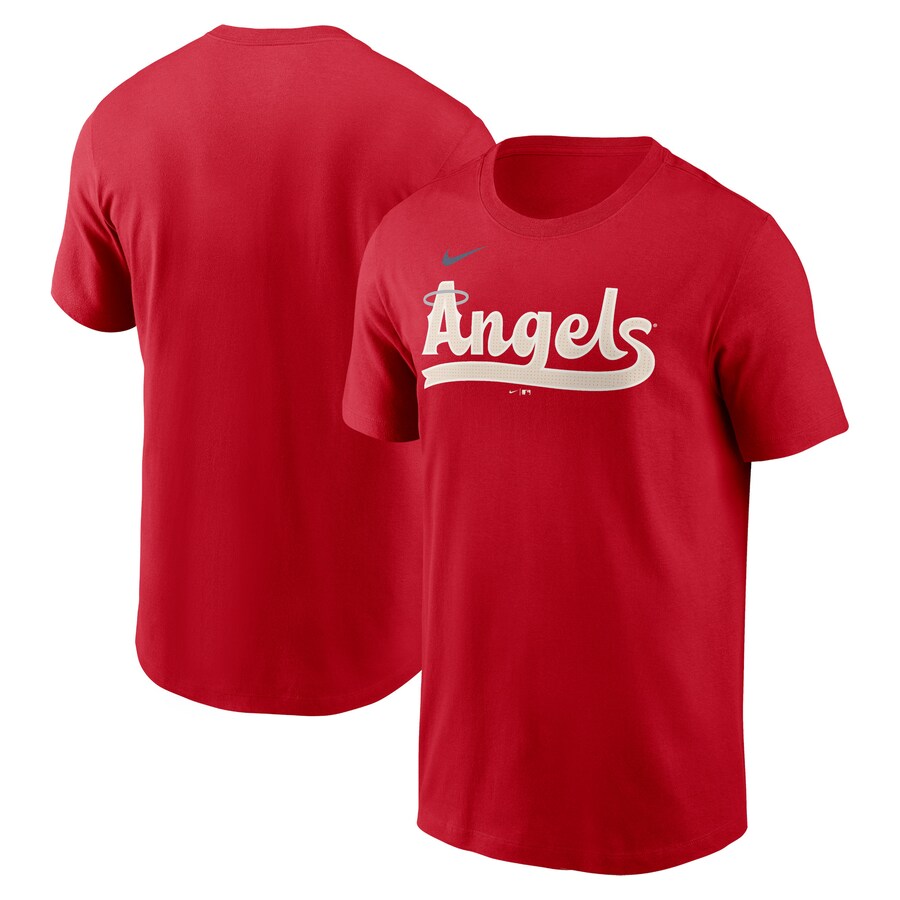 Men's Los Angeles Angels Nike Red City Connect Wordmark T-Shirt - Puhuasuan