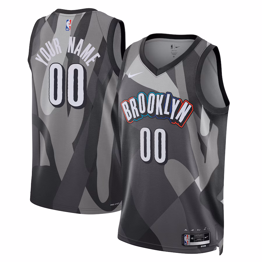 Unisex Brooklyn Nets Nike Gray 2024/25 Custom Swingman Jersey - City Edition - Puhuasuan