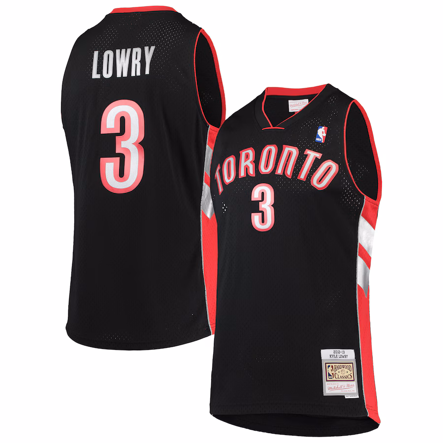 Men's Toronto Raptors Kyle Lowry Mitchell & Ness Black 2001/02 Hardwood Classics Swingman Jersey - Puhuasuan