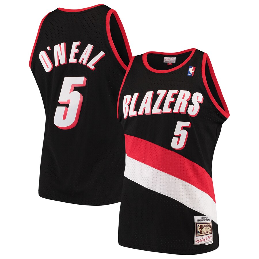 Men's Portland Trail Blazers Jermaine O'Neal Mitchell & Ness Black 1999/00 Hardwood Classics Swingman Jersey - Puhuasuan