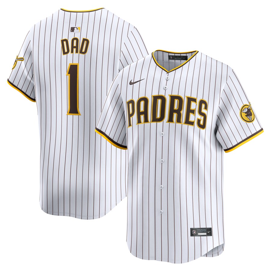 Men's San Diego Padres Nike White #1 Dad Home Limited Jersey - Puhuasuan