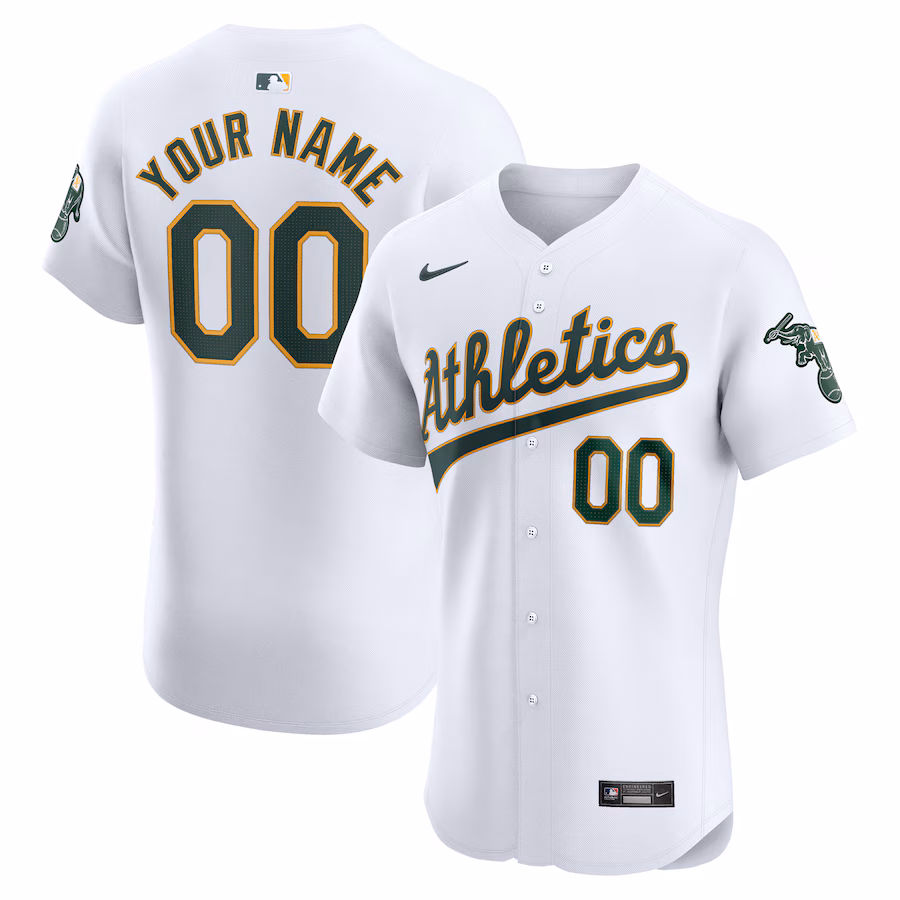 Men's Oakland Athletics Nike White Home Elite Custom Jersey - Puhuasuan